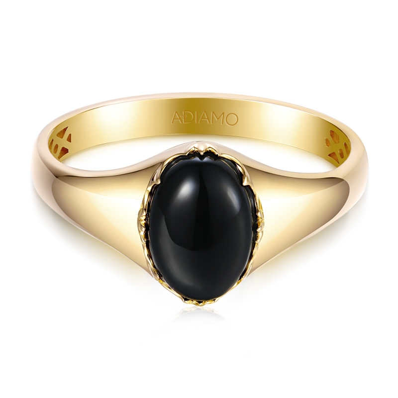 Sygnet złoty z czarnym agatem (R97688 Y BAG): 24 - zdjęcie: 3