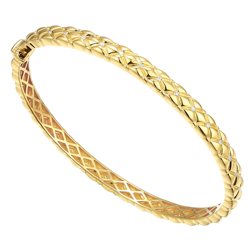 Bransoletka bangle z żółtego złota - pikowana z diamentami (B09398 Y) - zdjęcie: 1
