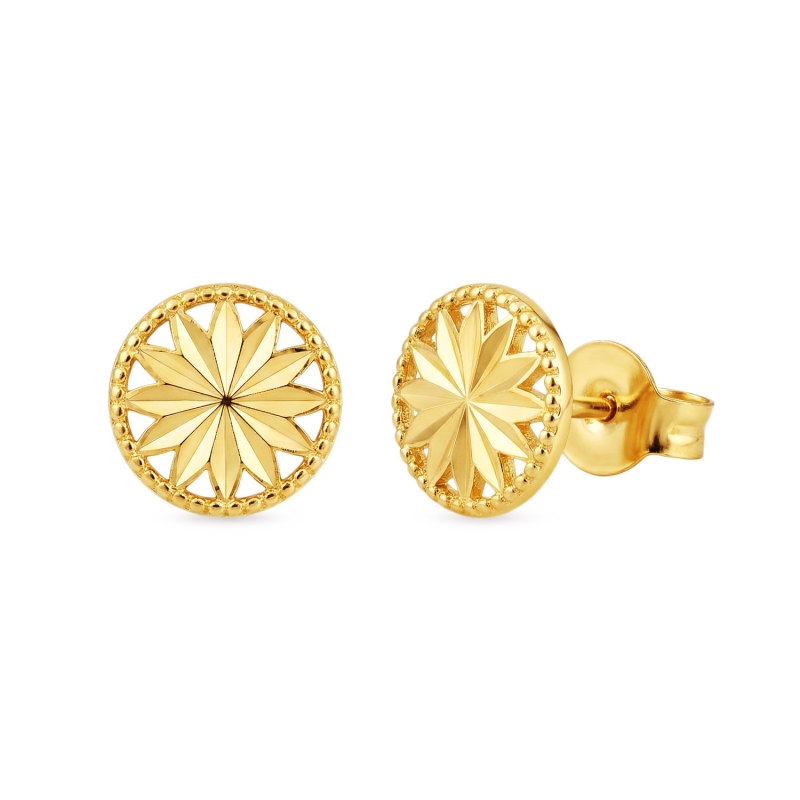 Kolczyki złote słonecznik (E88889 Y S) - zdjęcie: 1