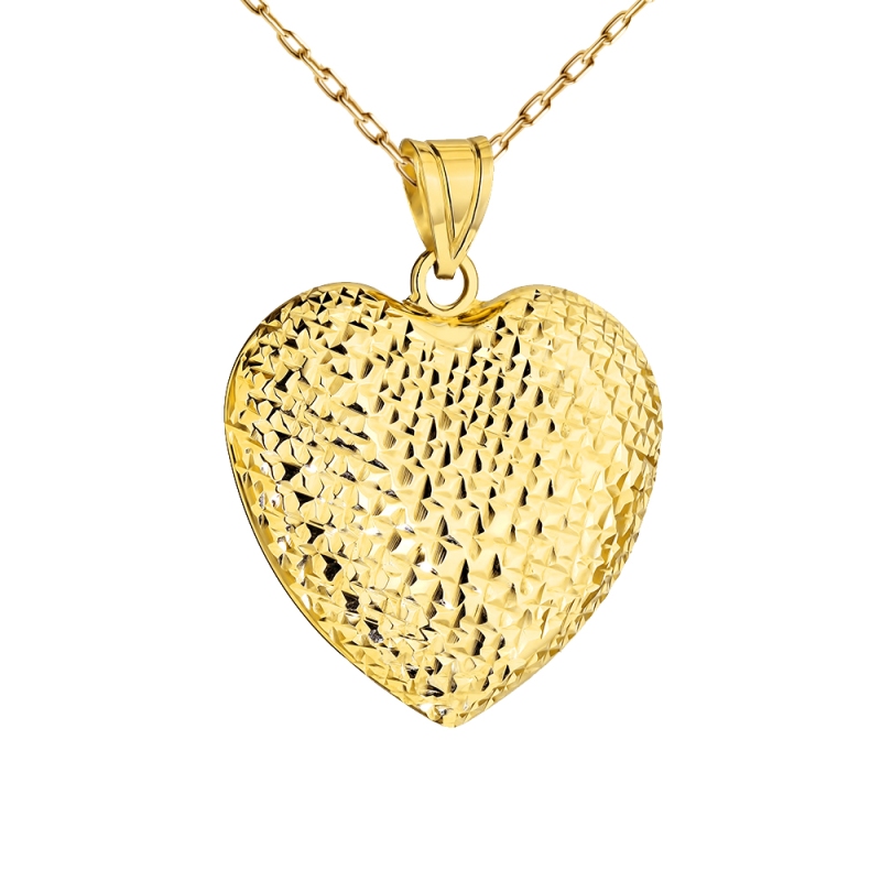 Zawieszka z żółtego złota - duże serce diamentowane (P70700 Y) - zdjęcie: 1