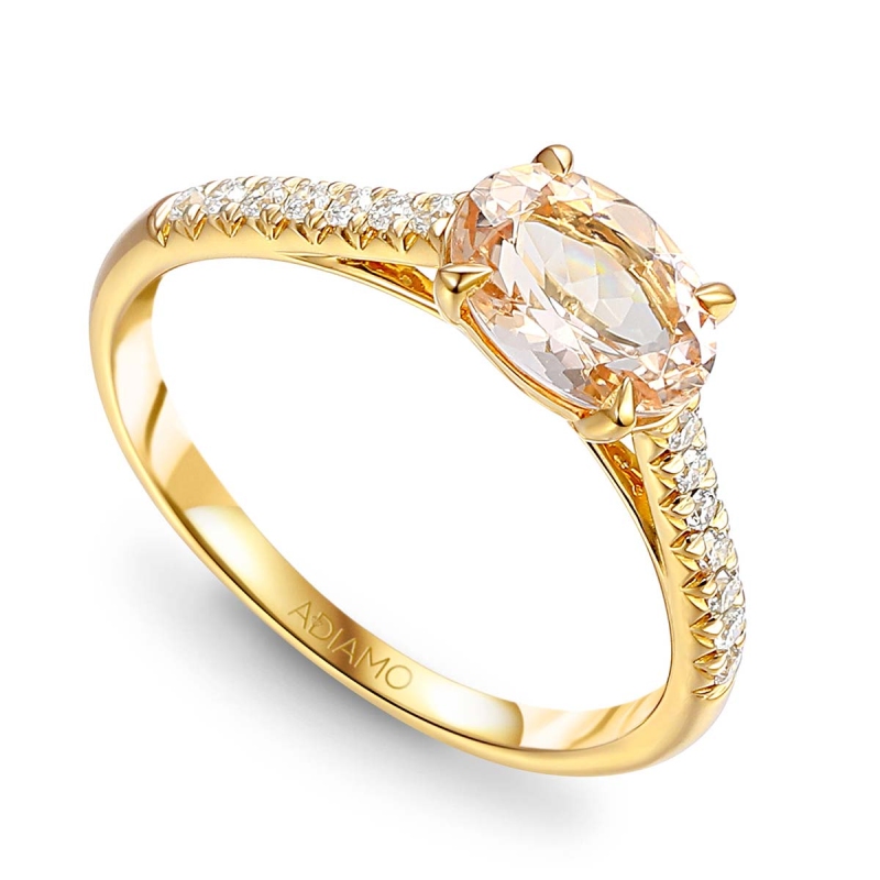 Pierścionek z morganitem i diamentami (R86650 Y MR): 7 - zdjęcie: 1