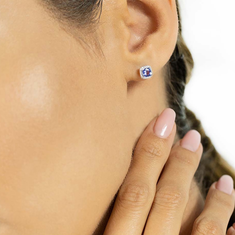 Kolczyki z tanzanitami i diamentami (E58266 Y S T) - zdjęcie: 2