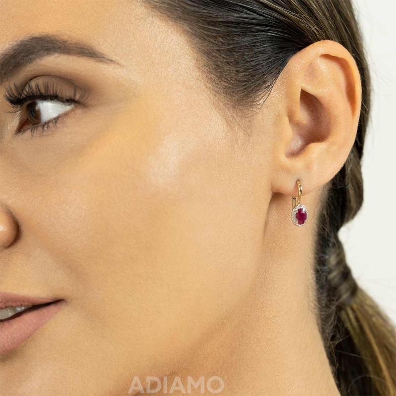 Kolczyki z rubinami i diamentami (E62898 Y P M RU) - zdjęcie: 2