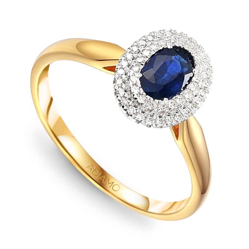 Pierścionek z szafirem i diamentami (R87497 YW SA): 7 - zdjęcie: 1