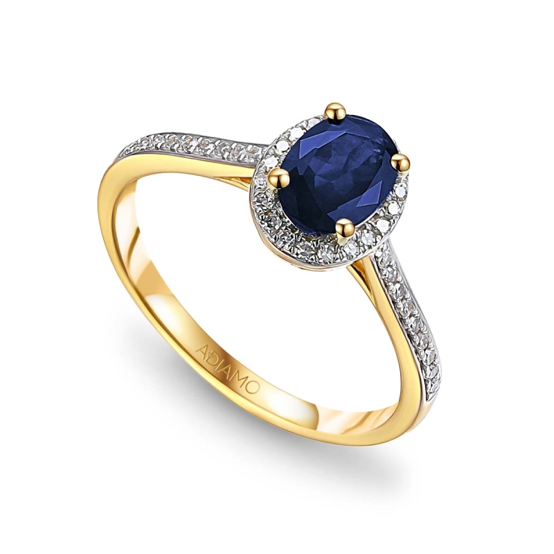 Pierścionek z szafirem i diamentami (R58727 Y SA): 9 - zdjęcie: 1