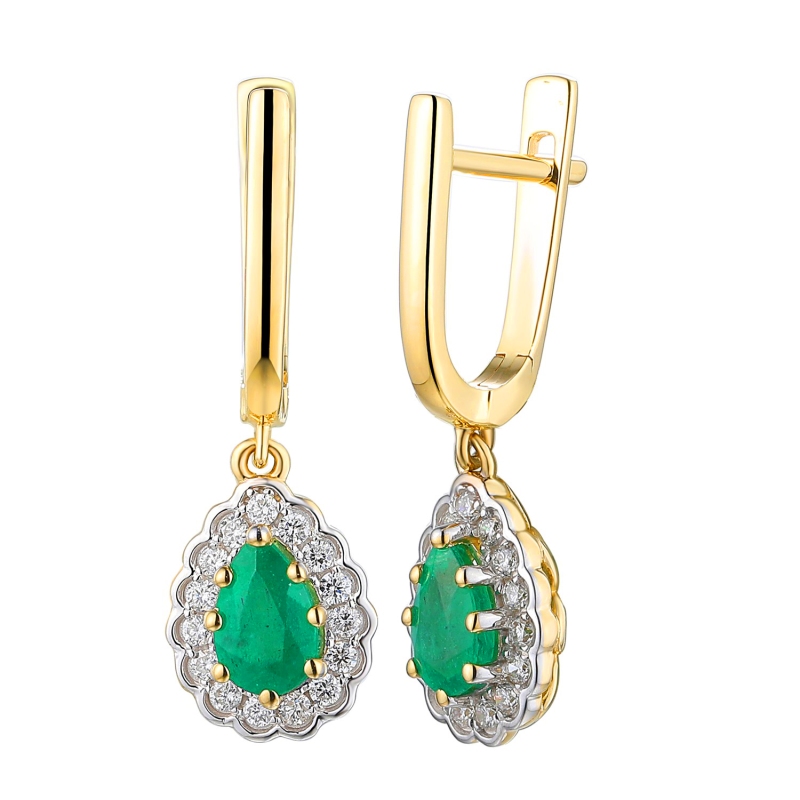 Kolczyki ze szmaragdem i diamentami (E82052 Y A EM) - zdjęcie: 1