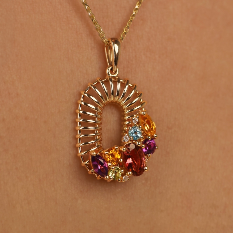 Zawieszka z kolorowymi kamieniami i diamentami (P99609 Y AM,BT,CT,PT,PTR) - zdjęcie: 3