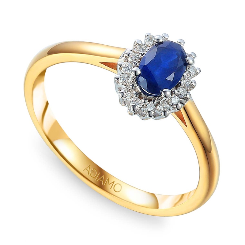 Pierścionek z szafirem i diamentami 37507: 14 - zdjęcie: 1