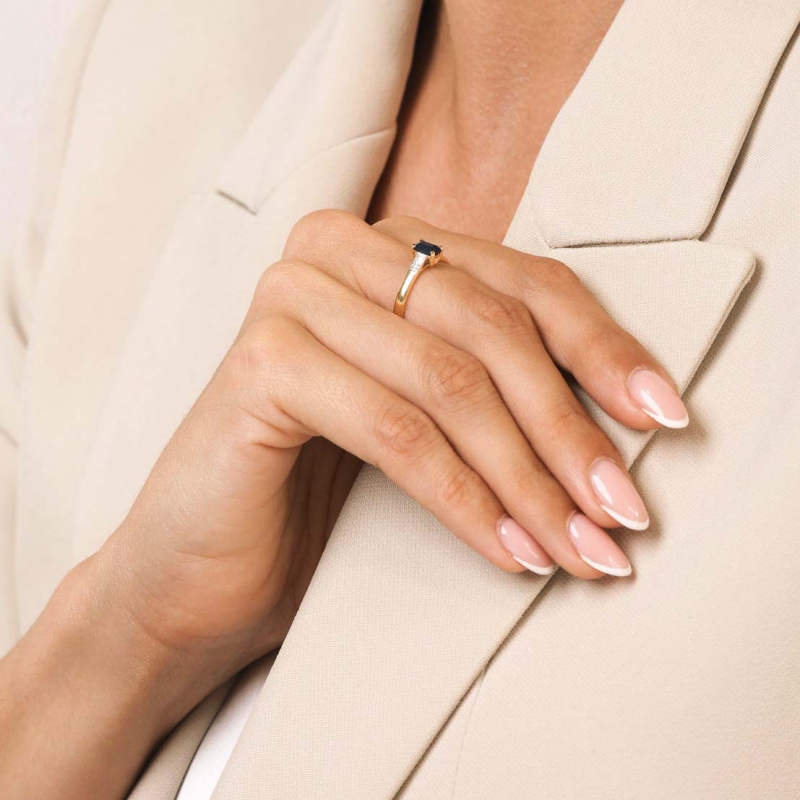 Pierścionek z szafirem i diamentami (R84147 Y SA): 16 - zdjęcie: 5