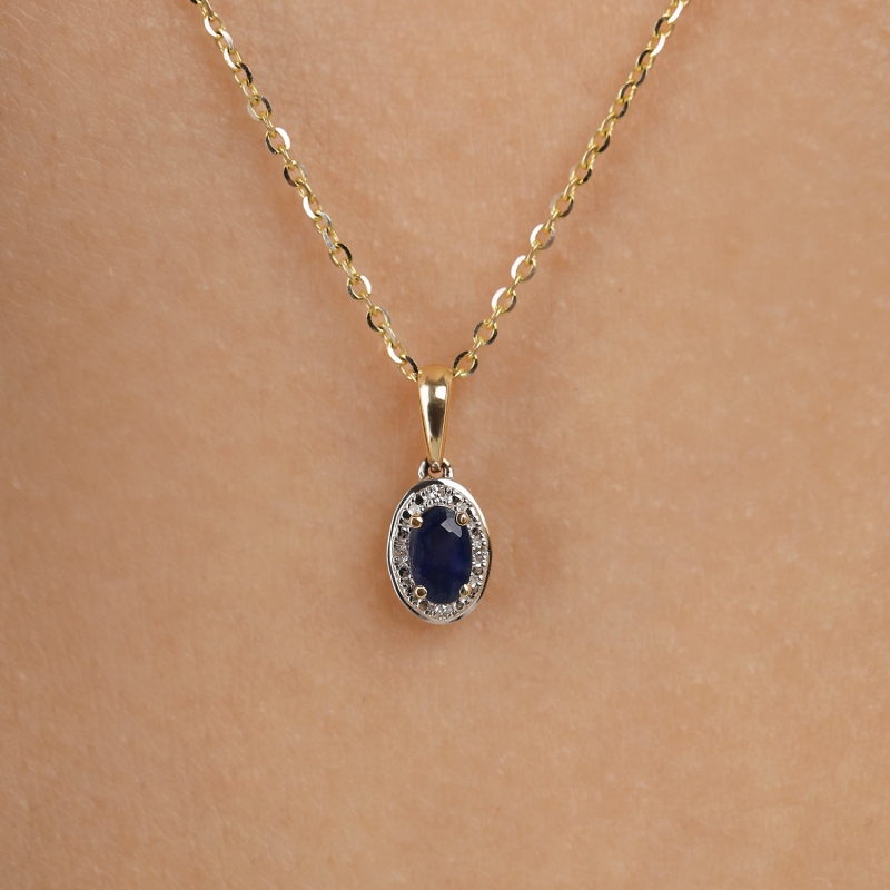 Zawieszka z szafirem i diamentami (P60389 Y SA) - zdjęcie: 3