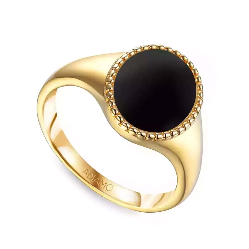 Sygnet złoty z czarnym agatem (R81712 Y BAG) - zdjęcie: 1