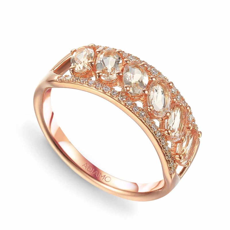 Pierścionek z morganitami i diamentami (R69307 R MR): 7 - zdjęcie: 1