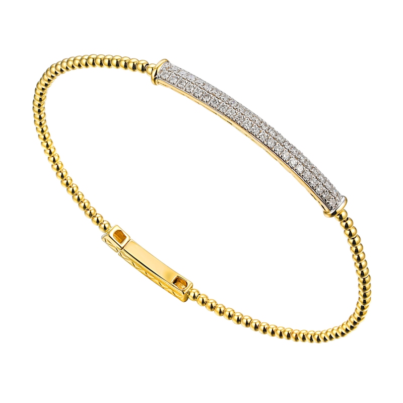 Bransoletka bangle z żółtego złota z diamentami - 0,45 ct (B09418 Y) - zdjęcie: 1