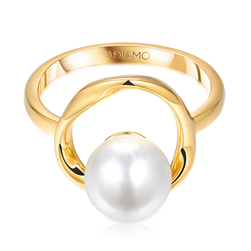 Pierścionek srebrny pozłacany z perłą (R100868 Y PL 925): 12 - zdjęcie: 3