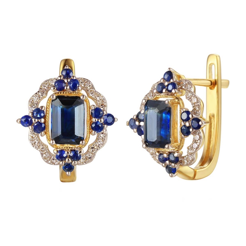 Kolczyki z szafirami i diamentami (E71858 Y A SA) - zdjęcie: 1