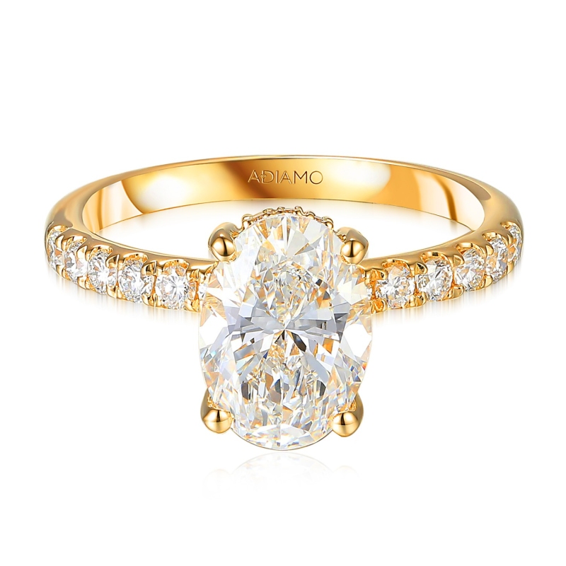 Pierścionek z żółtego złota z diamentem naturalnym w szlife owalnym - 2 ct (R100450 Y 2,00ct): 10 - zdjęcie: 3