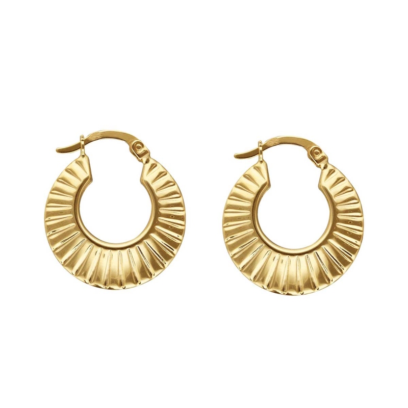 Kolczyki złote koła ryflowane (E11127 Y A) - zdjęcie: 1