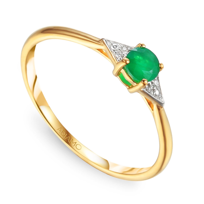 Pierścionek ze szmaragdem i diamentami (R69324 Y EM): 7 - zdjęcie: 1