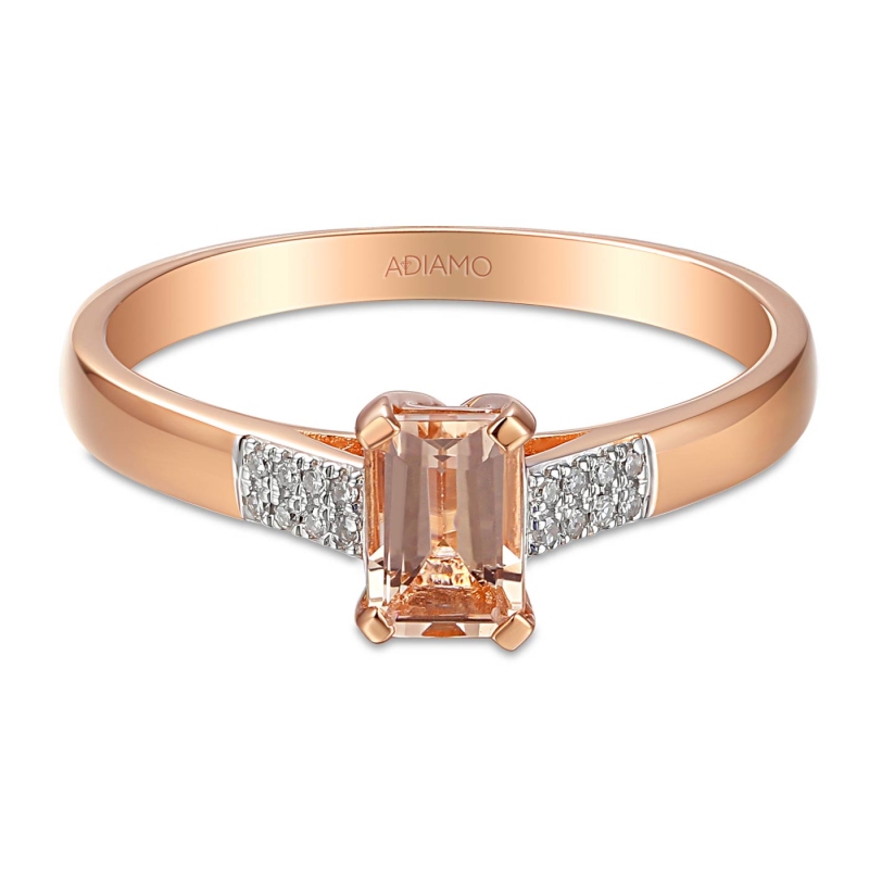 Pierścionek z morganitem i diamentami (R84147 R MR): 13 - zdjęcie: 3