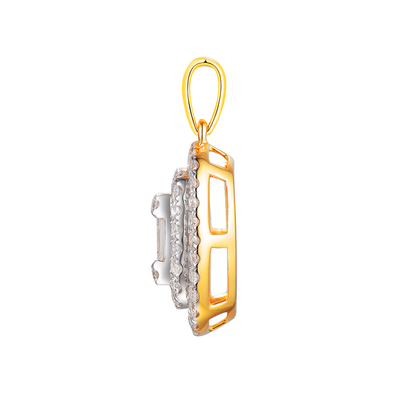 Zawieszka z żółtego złota z diamentami w szlifie bagietowym (P50955 Y) - zdjęcie: 3
