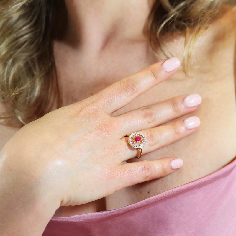 Pierścionek z rubinem i diamentami (R86860 Y RU): 7 - zdjęcie: 2