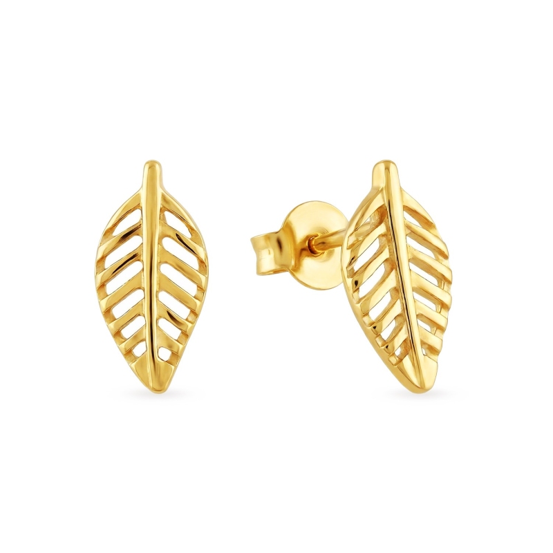 Kolczyki złote listki (E00822 Y S) - zdjęcie: 1