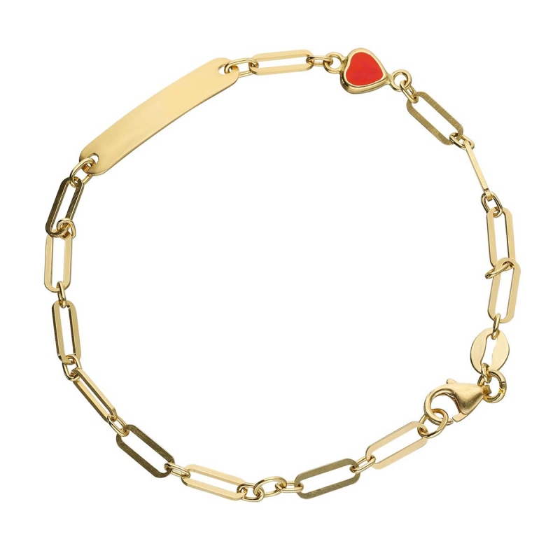 Bransoletka złota z blaszką i serduszkiem - zdjęcie: 1