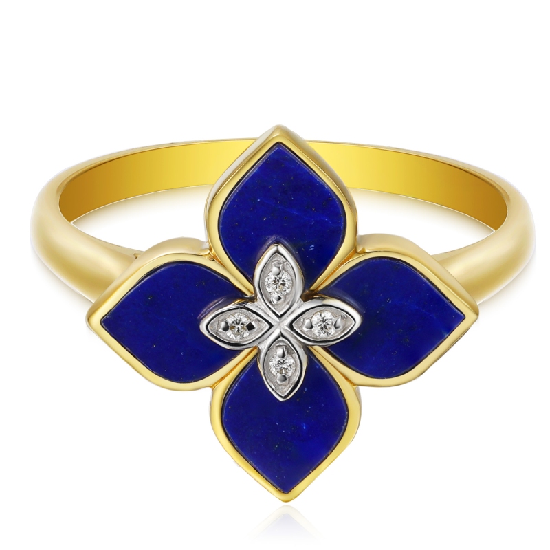 Pierścionek z lapis lazuli i diamentami (R98146 Y LA): 17 - zdjęcie: 2