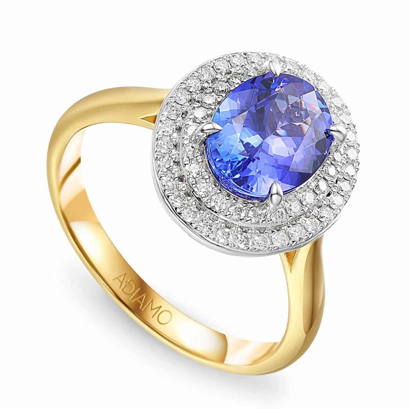 Pierścionek z tanzanitem i diamentami (R60405 YW T): 10 - zdjęcie: 1