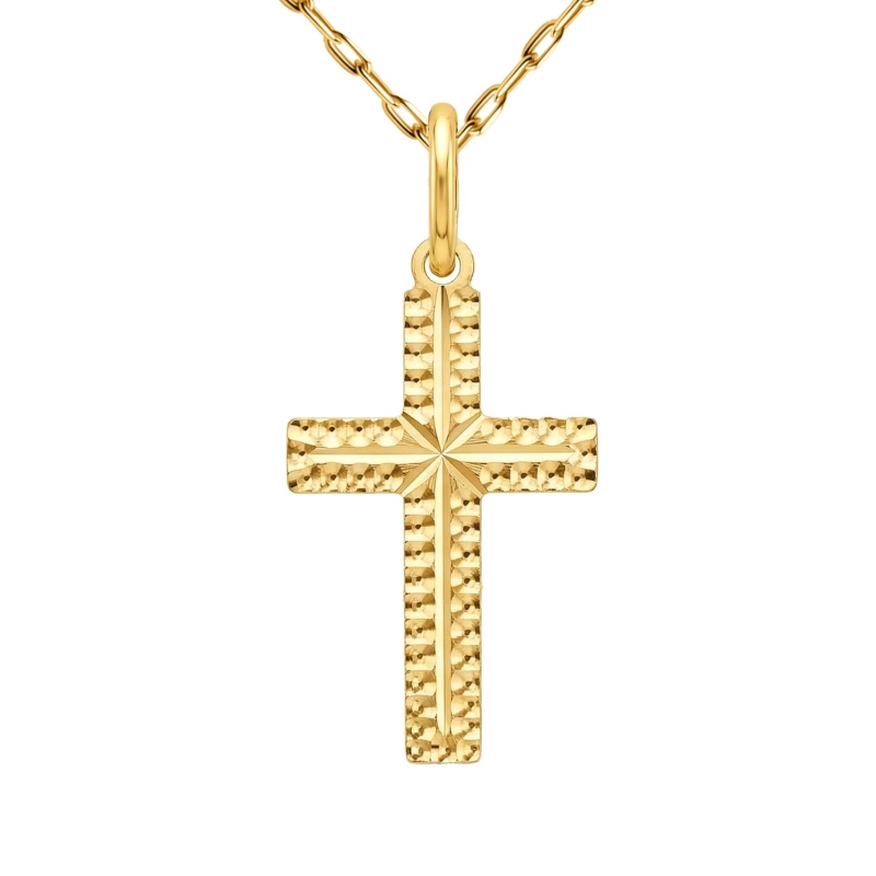 Zawieszka z żółtego złota - krzyżyk diamentowany (P00808 Y) - zdjęcie: 1