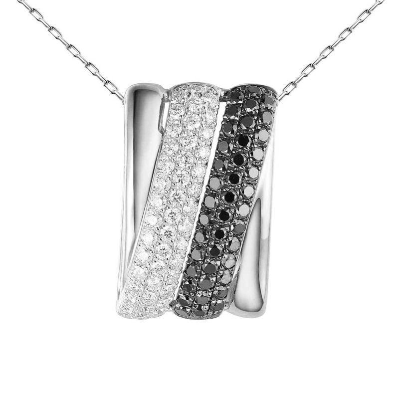 Zawieszka z białego złota z diamentami i czarnymi diamentami - 0,63 ct (P73616 W BD) - zdjęcie: 1