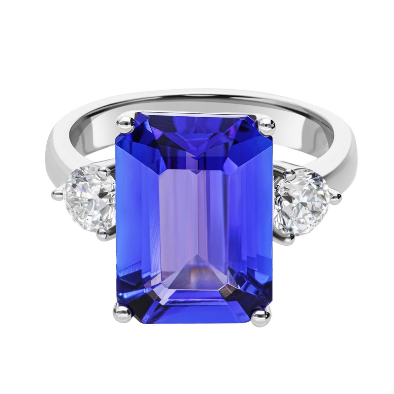 Pierścionek z tanzanitem i diamentami (R39446 W T D): 10 - zdjęcie: 3