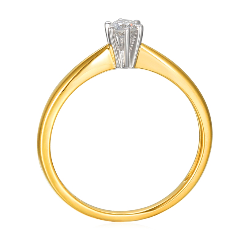 Pierścionek z diamentem, dwukolorowe złoto pr.585 R34130 0,15ct: 10 - zdjęcie: 4