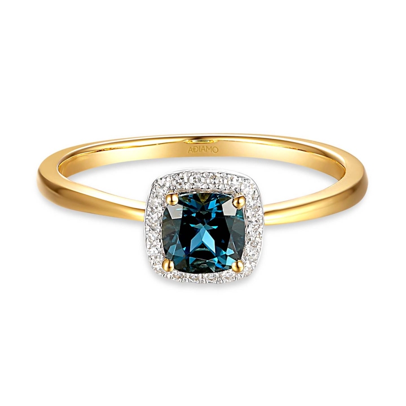 Pierścionek z london blue topazem i diamentami (R58266 Y LBT): 14 - zdjęcie: 2