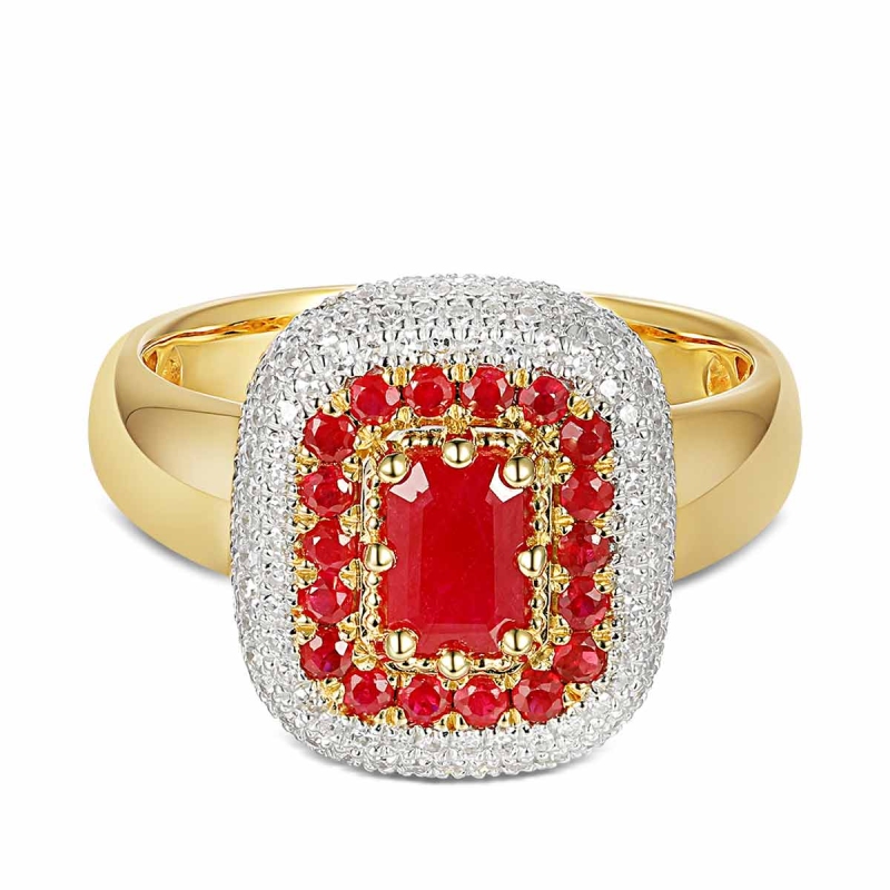 Pierścionek z rubinami i diamentami (R88488 Y RU): 7 - zdjęcie: 2