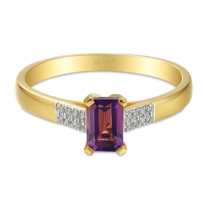 Pierścionek z ametystem i diamentami (R84147 Y AM): 7 - zdjęcie: 3