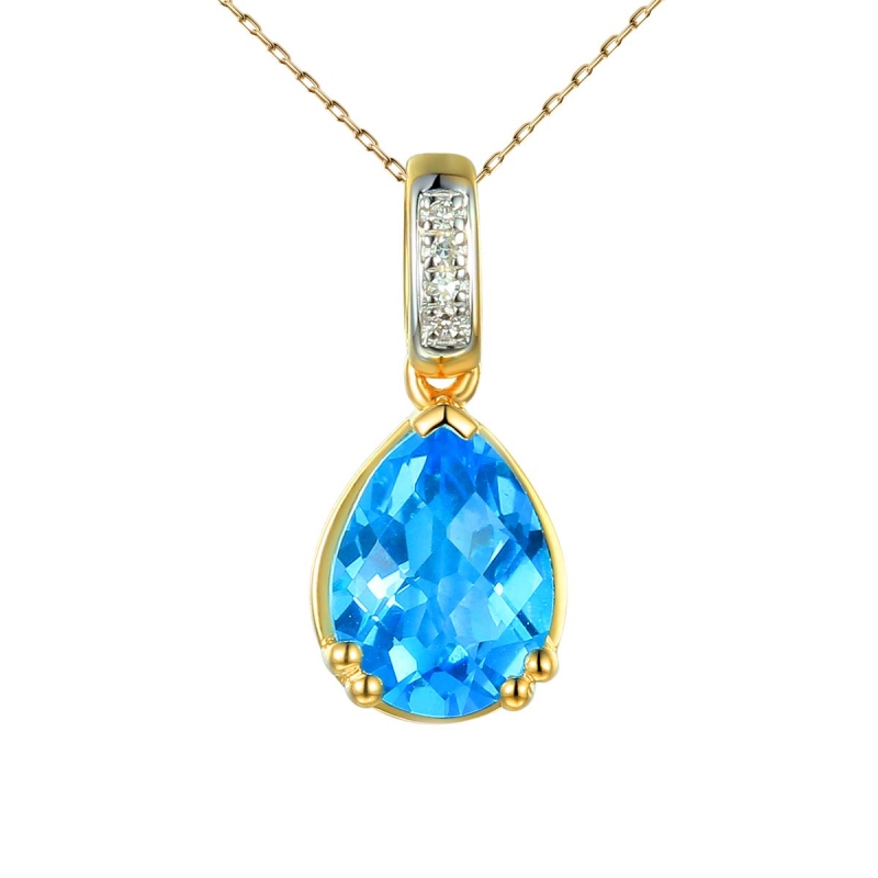 Zawieszka z niebieskim topazem i diamentami (P82452 Y BT) - zdjęcie: 1