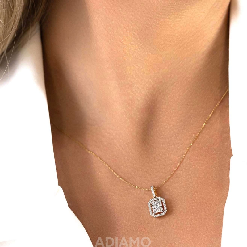 Zawieszka z żółtego złota z diamentami - 0,49 ct (P87699 Y) - zdjęcie: 2