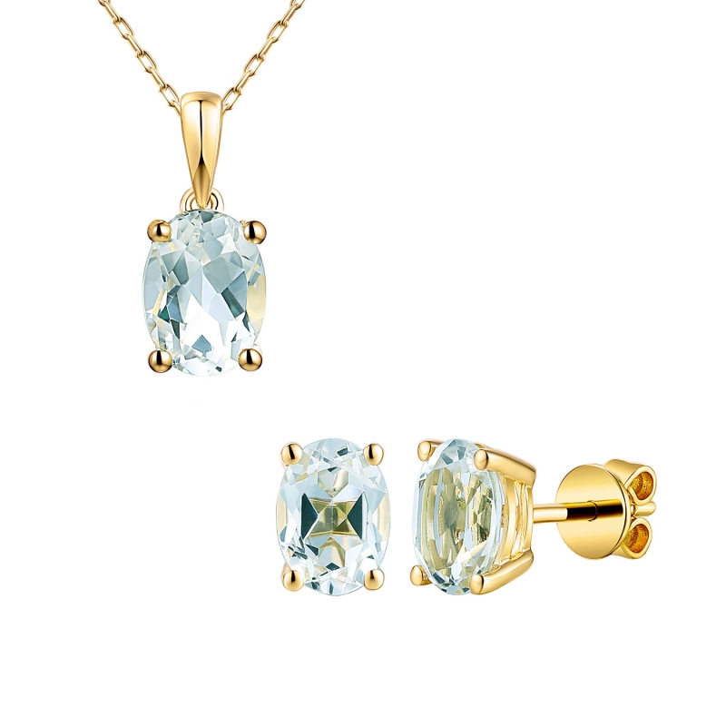 Komplet biżuterii z akwamarynami (E43062YAQ+P43062YAQ) - zdjęcie: 1