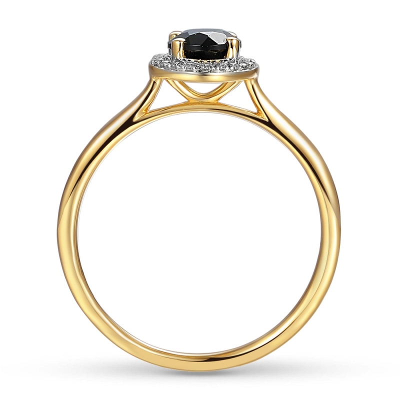 Pierścionek z czarnym agatem i diamentami (R62900 Y M BAG): 8 - zdjęcie: 4