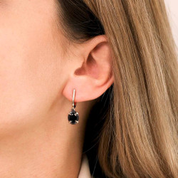 Kolczyki z czarnym agatem i czarnymi diamentami (E93168 Y A BAG) - zdjęcie: 3