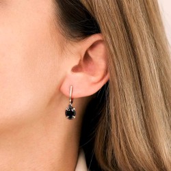 Kolczyki z czarnym agatem i czarnymi diamentami (E93168 Y A BAG) - zdjęcie: 3