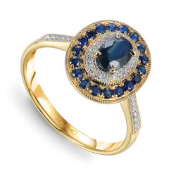 Pierścionek z szafirami i diamentami (R93446 Y SA): 22 - zdjęcie: 2