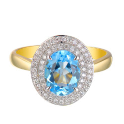 Pierścionek z niebieskim topazem i diamentami (R60405 Y BT): 10 - zdjęcie: 4