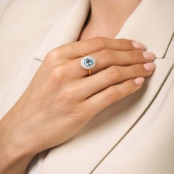 Pierścionek z niebieskim topazem i diamentami (R60405 Y BT): 18 - zdjęcie: 3