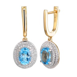 Kolczyki z niebieskimi topazami i diamentami (E60405 Y A BT) - zdjęcie: 2