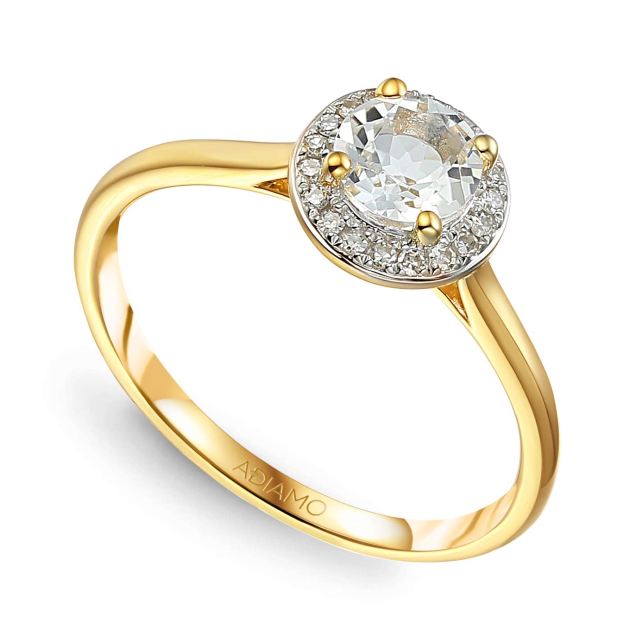 Pierścionek z białym topazem i diamentami (R62900 Y M WT): 14