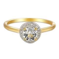 Pierścionek z białym topazem i diamentami (R62900 Y M WT)