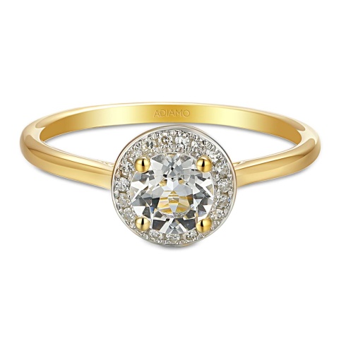 Pierścionek z białym topazem i diamentami (R62900 Y M WT)