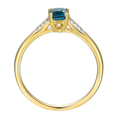 Pierścionek z london blue topaz i diamentami (R84147 Y LBT)